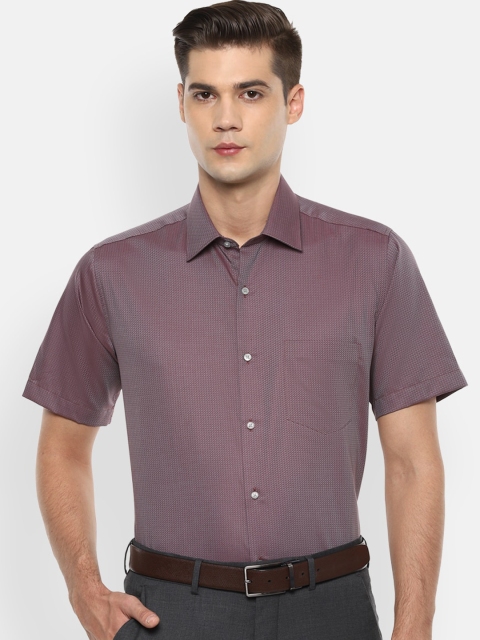 Van Heusen Men Burgundy Regular Fit Solid Dual-Toned Formal Shirt