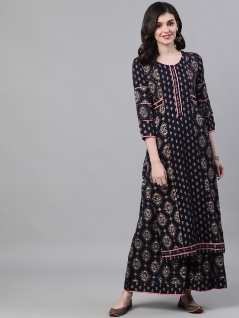 Ishin DESIGNER STUDIO Women Navy Blue Printed Regular Straight Kurta & Palazzos
Ishin DESIGNER STUDIO Women Navy Blue Printed Regular Straight Kurta & Palazzos