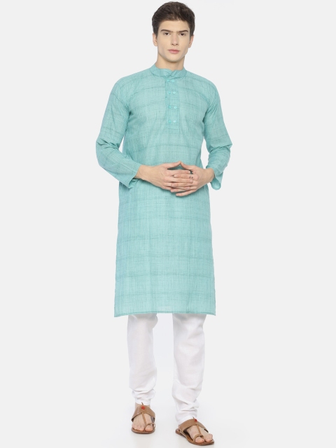 PAROKSH Men Blue Printed Handloom Kurta