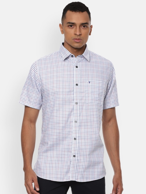 Van Heusen Sport Men Blue Pure Cotton Slim Fit Checked Casual Shirt