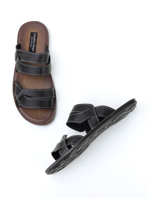 LONDON STEPS Men Black & Brown Comfort Sandals