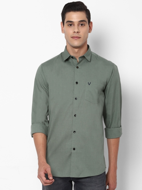 Allen Solly Men Green Slim Fit Solid Casual Shirt