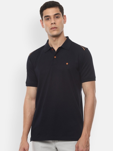 Louis Philippe Men Black Solid Polo Collar T-shirt