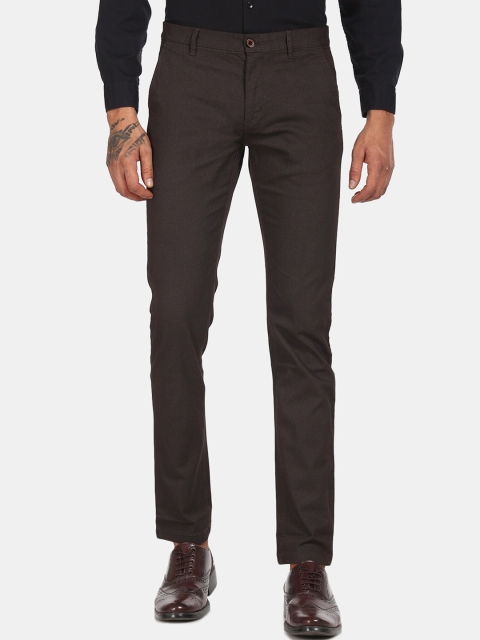 Arrow Sport Men Brown Regular Fit Solid Regular Trousers