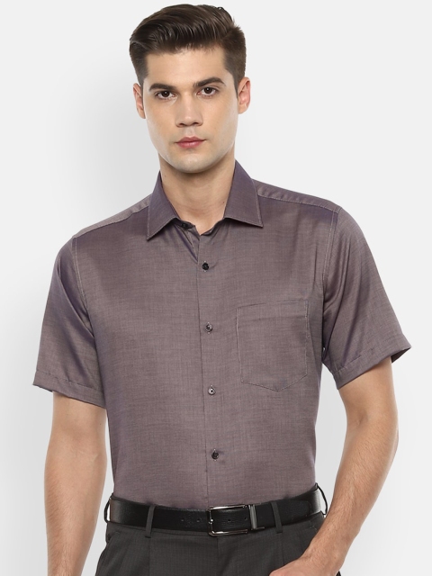 Van Heusen Men Grey Regular Fit Self Design Casual Shirt