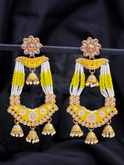 Sukkhi Yellow Contemporary Drop Earrings