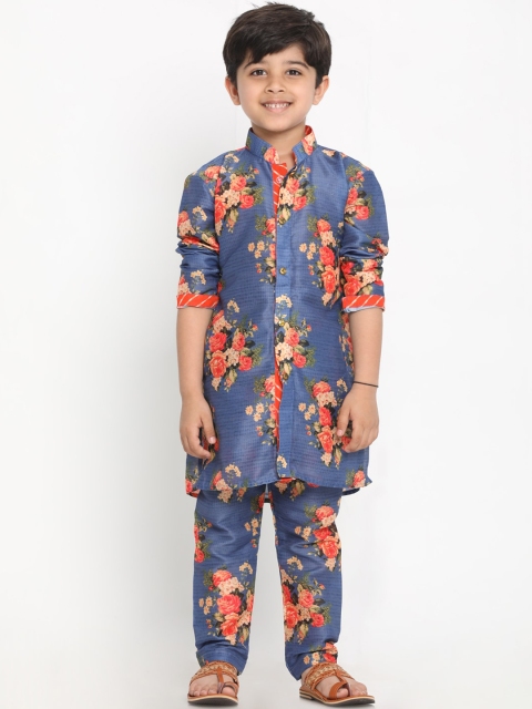 JBN Creation Boys Blue & Orange Floral Printed Regular Straight Kurta & Pyjamas
JBN Creation Boys Blue & Orange Floral Printed Regular Straight Kurta & Pyjamas