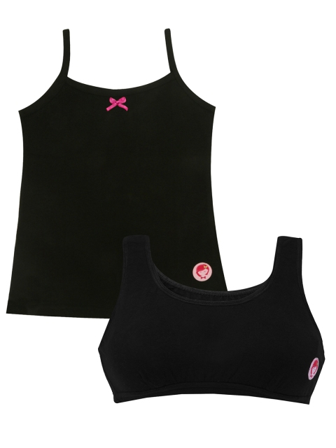 DChica Girls Set of Black Solid Non-Wired Non Padded Beginners Bra & Camisole DCCMMR6618
DChica Girls Set of Black Solid Non-Wired Non Padded Beginners Bra & Camisole DCCMMR6618