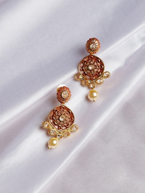 PANASH Gold-Plated & Bronze-Toned CZ Contemporary Drop Earrings
