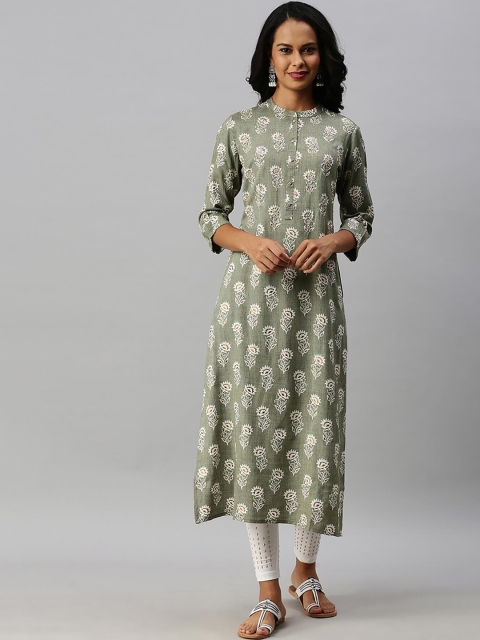 Soch Women Green Floral Embroidered Floral Kurta