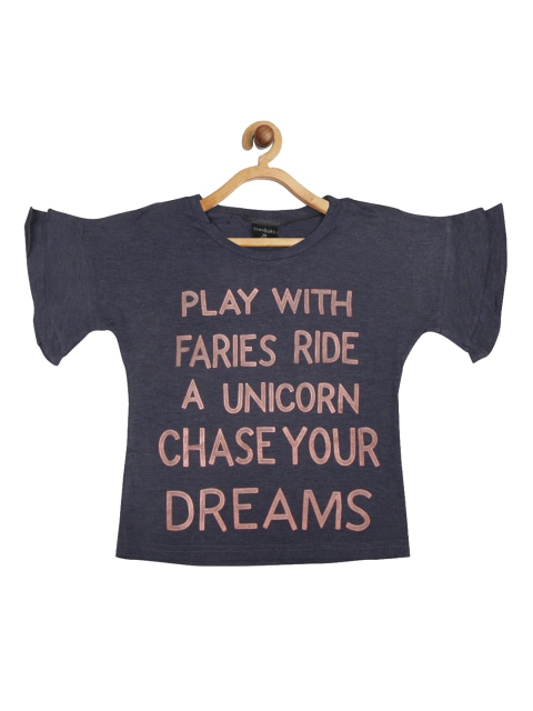 Tiny Girl Navy Blue Flared Sleeves Regular Top