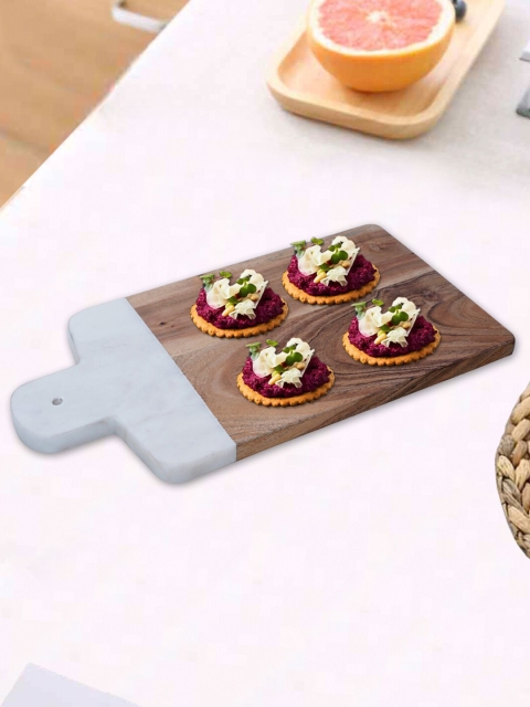nestroots Brown & White Wooden Serving Platter
