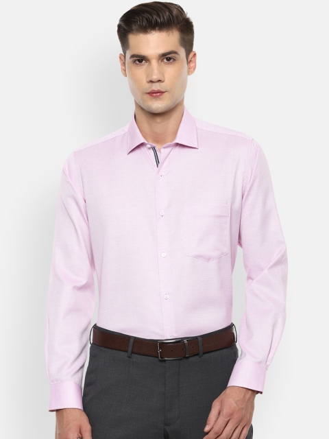 Van Heusen Men Pink Self Design Regular Fit Pure Cotton Formal Shirt