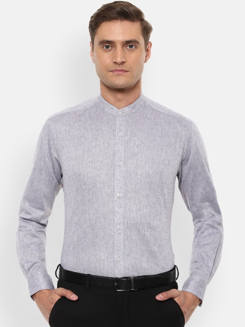 Louis Philippe Men Grey Slim Fit Self Design Casual Shirt