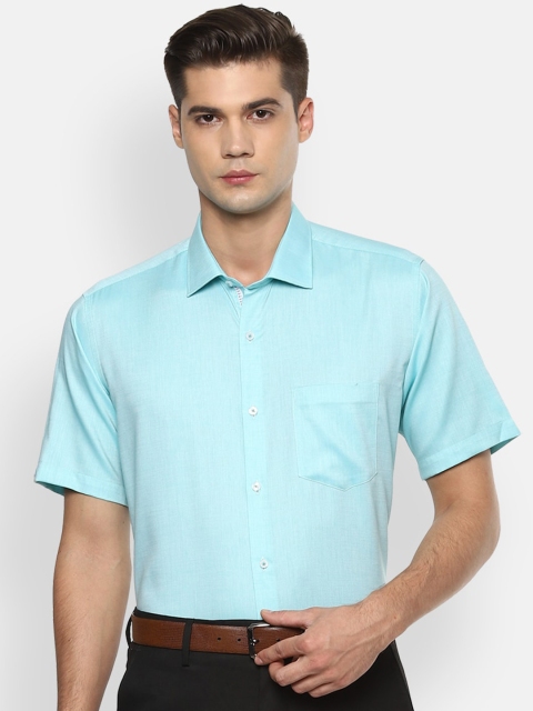 Van Heusen Men Turquoise Blue Regular Fit Solid Formal Shirt
