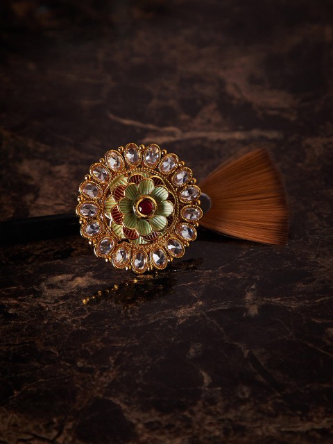 PANASH Gold-Plated Green & White Kundan-Studded Hand-Painted Cocktail Adjustable Finger Ring
PANASH Gold-Plated Green & White Kundan-Studded Hand-Painted Cocktail Adjustable Finger Ring