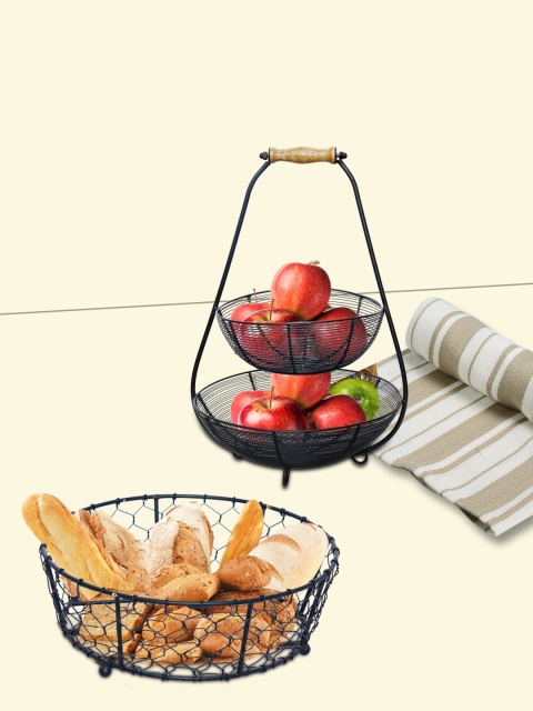 nestroots Black Set Of 2 Fruit Baskets