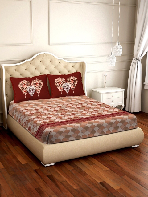 BELLA CASA Red & Brown Ethnic Motifs 300 TC Cotton 1 King Bedsheet with 2 Pillow Covers
BELLA CASA Red & Brown Ethnic Motifs 300 TC Cotton 1 King Bedsheet with 2 Pillow Covers
