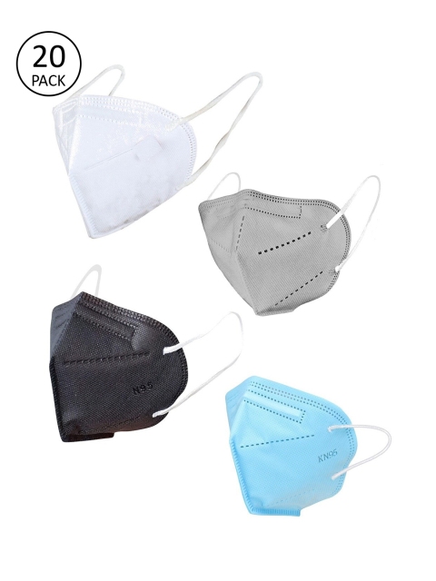 OOMPH Unisex Pack of 20 Solid 5-Ply Reusable Anti-Pollution KN95 Face Masks, Black
