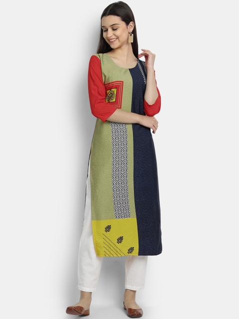 Ethnic basket Women Multicoloured Ethnic Motifs Printed Crepe Kurta, Multi