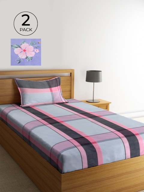 KLOTTHE Pack of 2 Grey & Pink 210 TC Polycotton 2 Single Bedsheet with 2 Pillow Covers
KLOTTHE Pack of 2 Grey & Pink 210 TC Polycotton 2 Single Bedsheet with 2 Pillow Covers