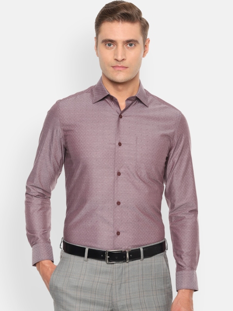 Louis Philippe Men Brown Regular Fit Self Design Casual Shirt