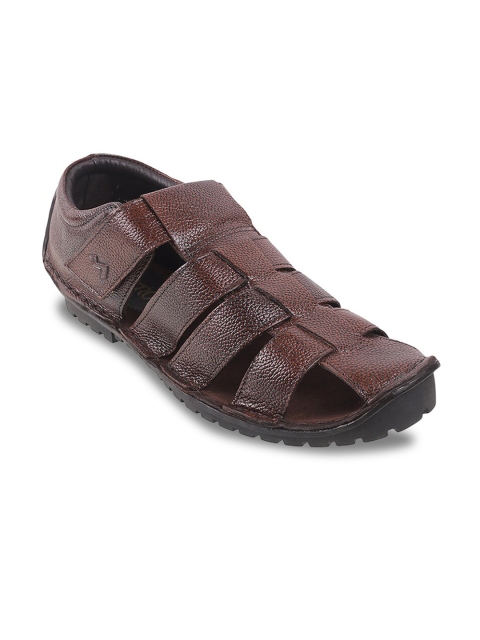 Metro Men Brown Leather Shoe-Style Sandals