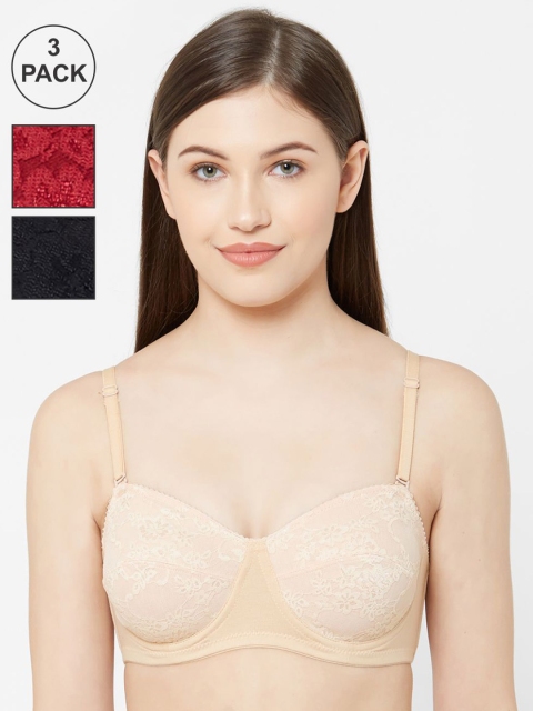 Juliet Pack Of 3 Lace Underwired Non Padded T-shirt Bras, Nude