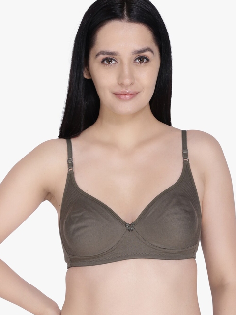 Anoma Olive Green Solid Non-Wired Non Padded Everyday Bra ANM06