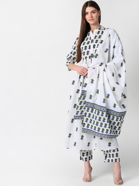 mokshi Women White & Blue Ethnic Motifs Printed Pleated A-Line Pure Cotton Kurta Sets
mokshi Women White & Blue Ethnic Motifs Printed Pleated A-Line Pure Cotton Kurta Sets