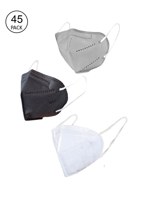 OOMPH Unisex Pack of 45 Solid 5-Ply Reusable Anti-Pollution KN95 Face Masks, Black