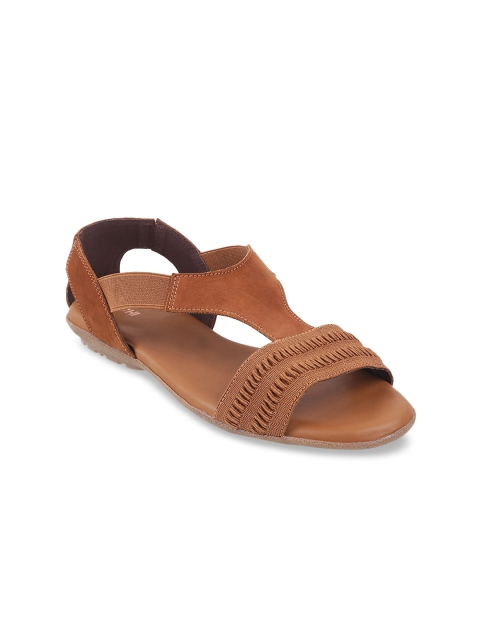 Mochi Women Tan Flats Open Toe Flats