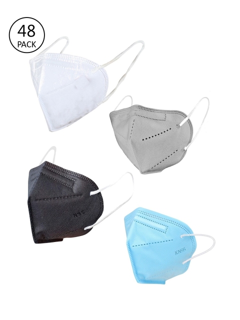 OOMPH Pack of 48 Solid 5-Ply Reusable Anti-Pollution KN95 Masks, Black