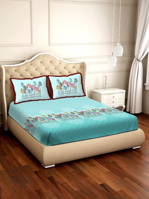 BELLA CASA Turquoise Blue & Black Ethnic Motifs 300 TC Cotton King Bedsheet 2 Pillow Cover
BELLA CASA Turquoise Blue & Black Ethnic Motifs 300 TC Cotton King Bedsheet 2 Pillow Cover