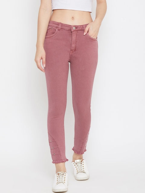 Purple Feather Women Pink Skinny Fit High-Rise Jeans