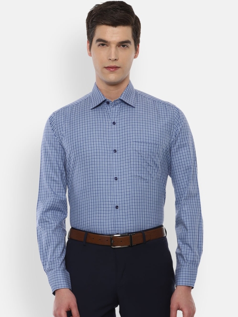 Van Heusen Men Blue Regular Fit Checked Casual Shirt