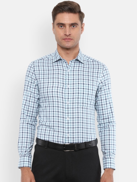 Louis Philippe Men Blue Regular Fit Checked Casual Shirt
