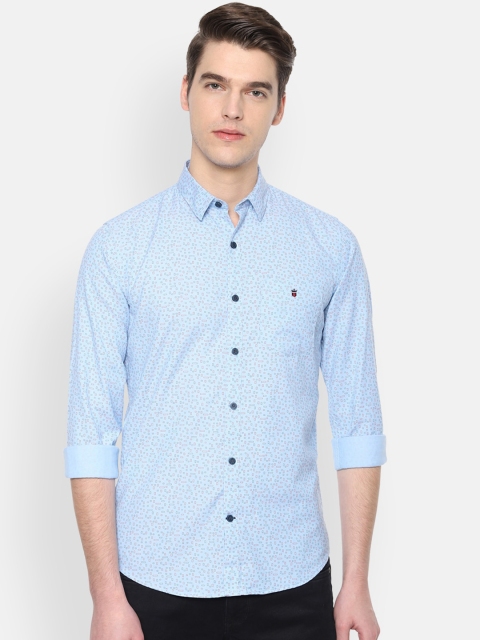 Louis Philippe Sport Men Blue Slim Fit Printed Pure Cotton Casual Shirt