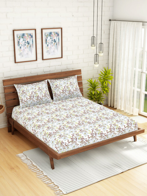 CORE Designed by SPACES White & Blue Floral 104 TC Cotton 1 Queen Bedsheet with 2 Pillow Covers
CORE Designed by SPACES White & Blue Floral 104 TC Cotton 1 Queen Bedsheet with 2 Pillow Covers