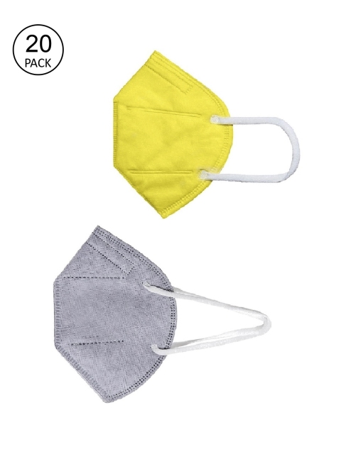 OOMPH Unisex Pack Of 20 Solid 5-Ply Reusable Anti-Pollution 200 GSM KN95 Outdoor Masks, Yellow
OOMPH Unisex Pack Of 20 Solid 5-Ply Reusable Anti-Pollution 200 GSM KN95 Outdoor Masks, Yellow