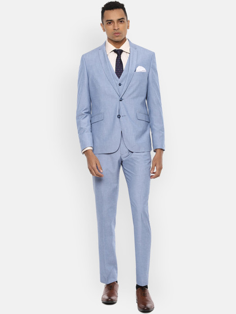 V Dot Men Blue Solid Slim-Fit Single-Breasted 3-Piece Formal Suit 
V Dot Men Blue Solid Slim-Fit Single-Breasted 3-Piece Formal Suit