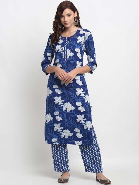ANAISA Women Blue & White Dabu Block Printed Straight Kurta & Palazzos with Thread Work
ANAISA Women Blue & White Dabu Block Printed Straight Kurta & Palazzos with Thread Work