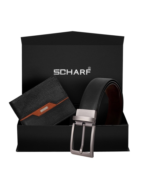SCHARF Men Black & Brown Solid Genuine Leather Accessory Gift Set