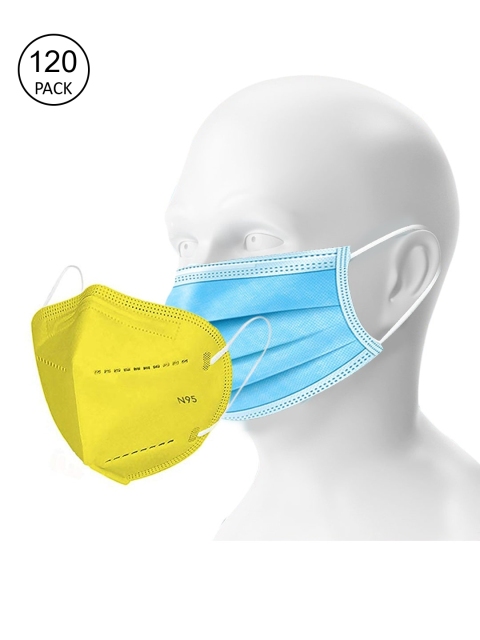 OOMPH Pack Of 100 3-Ply 70 GSM Disposable & 20 5-Ply 200 GSM KN95 Outdoor Masks, Blue
OOMPH Pack Of 100 3-Ply 70 GSM Disposable & 20 5-Ply 200 GSM KN95 Outdoor Masks, Blue