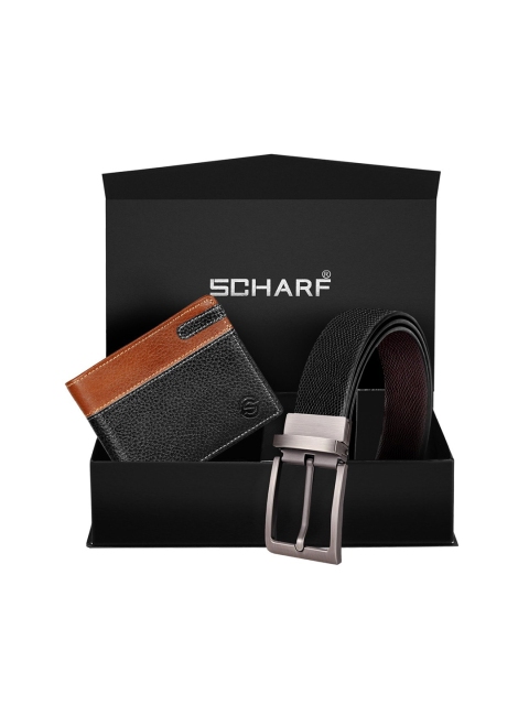 SCHARF Men Black & Brown Genuine Leather Accessory Gift Set