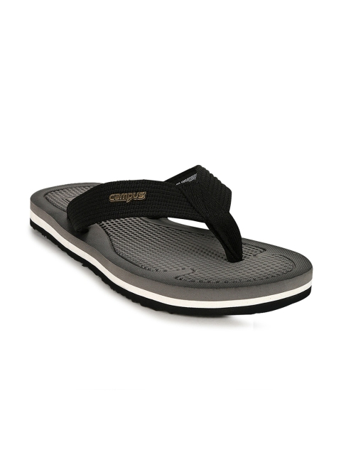 Campus Men Black & Grey Thong Flip-Flops