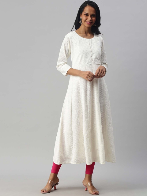 Soch Women White Ethnic Motifs Embroidered Anarkali Kurta