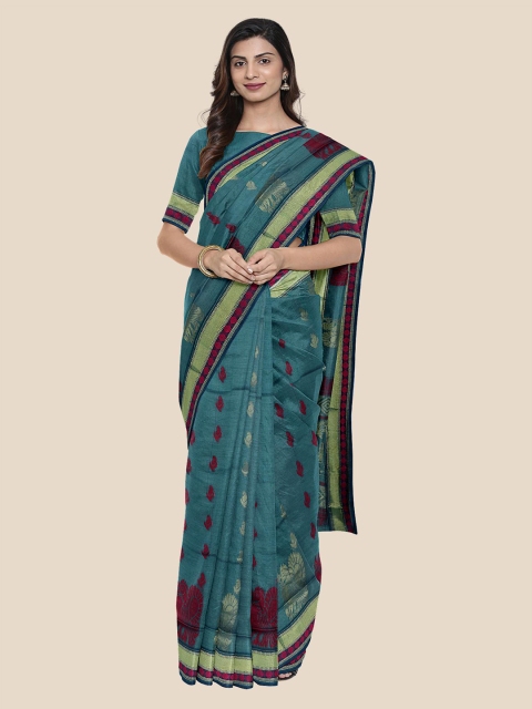 Kalamandir Teal Woven Design Mangalagiri Saree