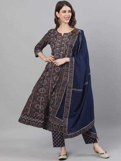 Ishin DESIGNER STUDIO Women Navy Blue Printed Pure Cotton Kurta, Trouser & Dupatta Set
Ishin DESIGNER STUDIO Women Navy Blue Printed Pure Cotton Kurta, Trouser & Dupatta Set