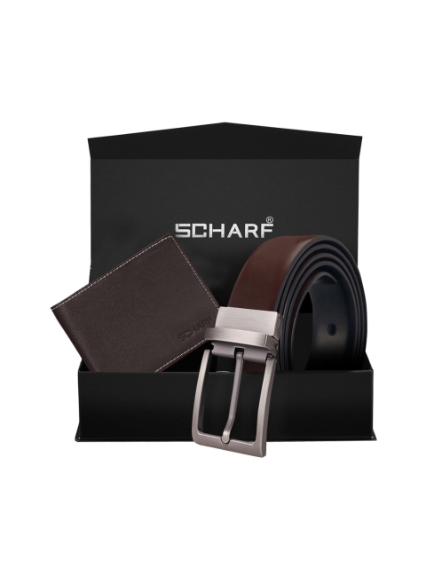 SCHARF Men Brown Solid Genuine Leather Accessory Gift Set
